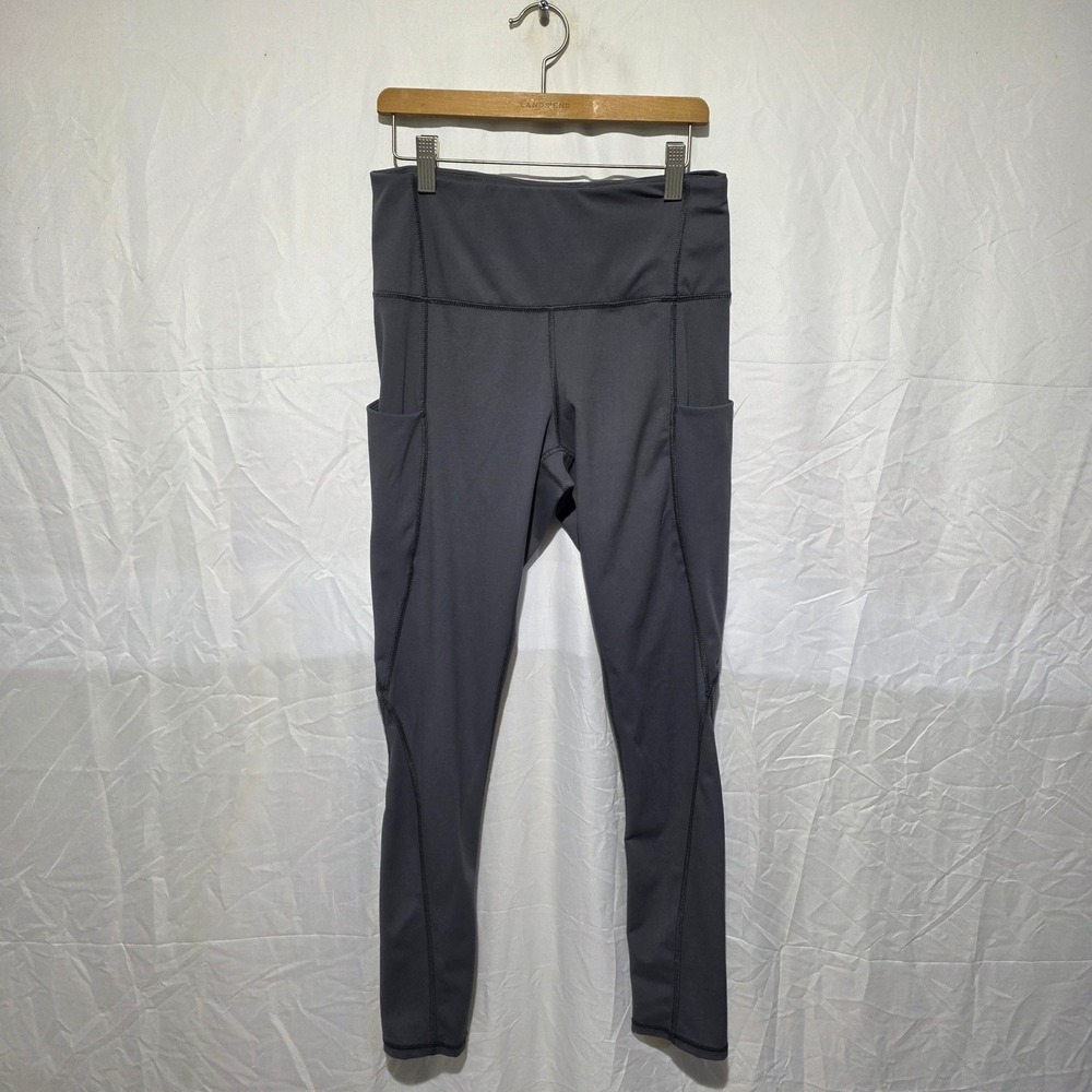 Athletic Gray High Waisted Leggings with Pockets Yoga Pants Charcoal Small